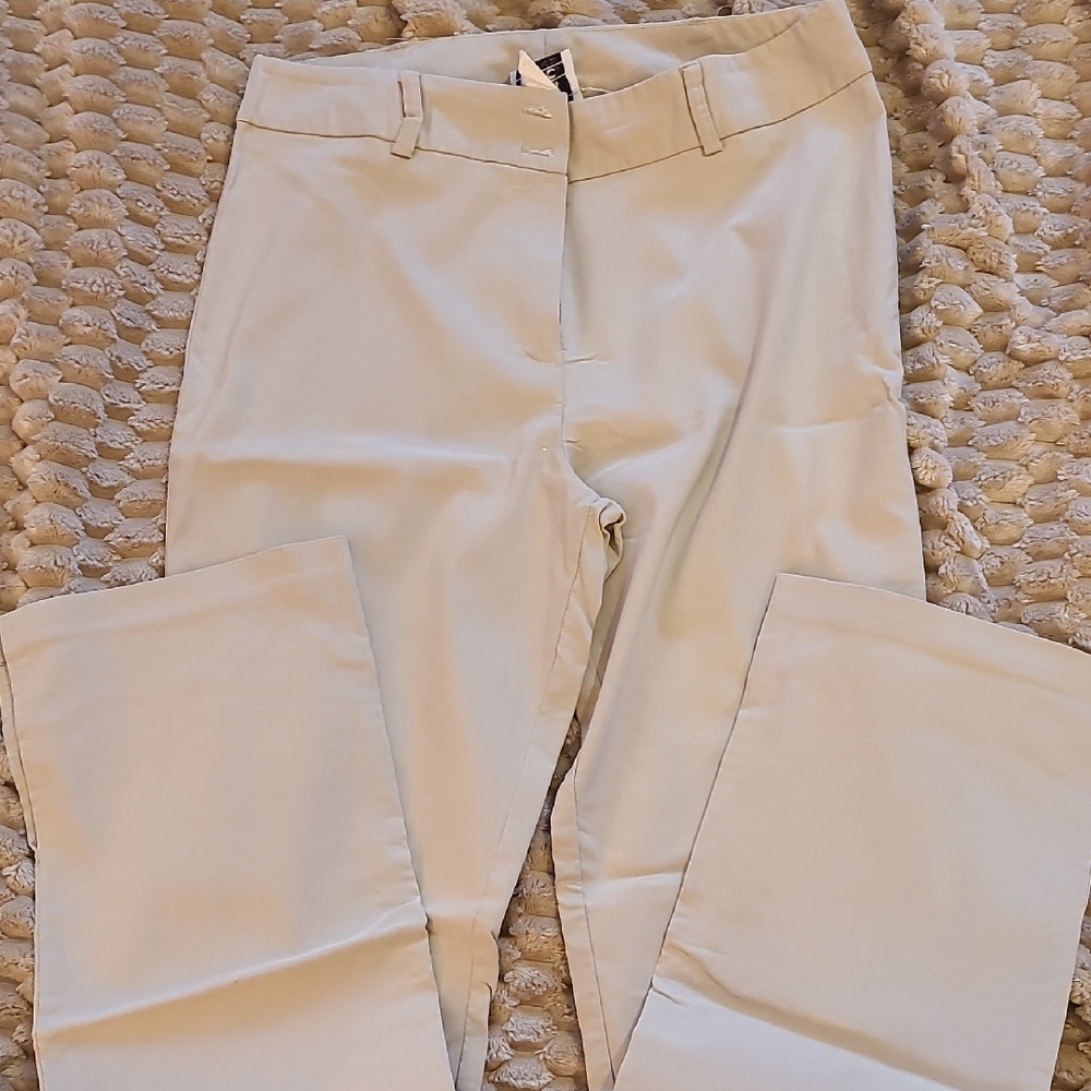 Cream Tailored Trousers with Flat Front Design
